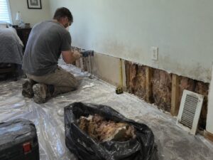 Controlled drywall flood cut by Vault Mold Removal