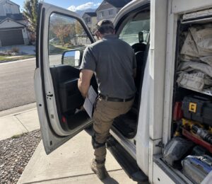 Technician arriving in a service area neighborhood in Vineyard Ut by Vault Mold Removal