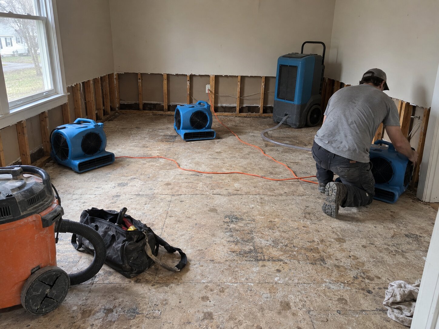 Drying equipment setup after water damage in Types Of Damage by Vault Mold Removal