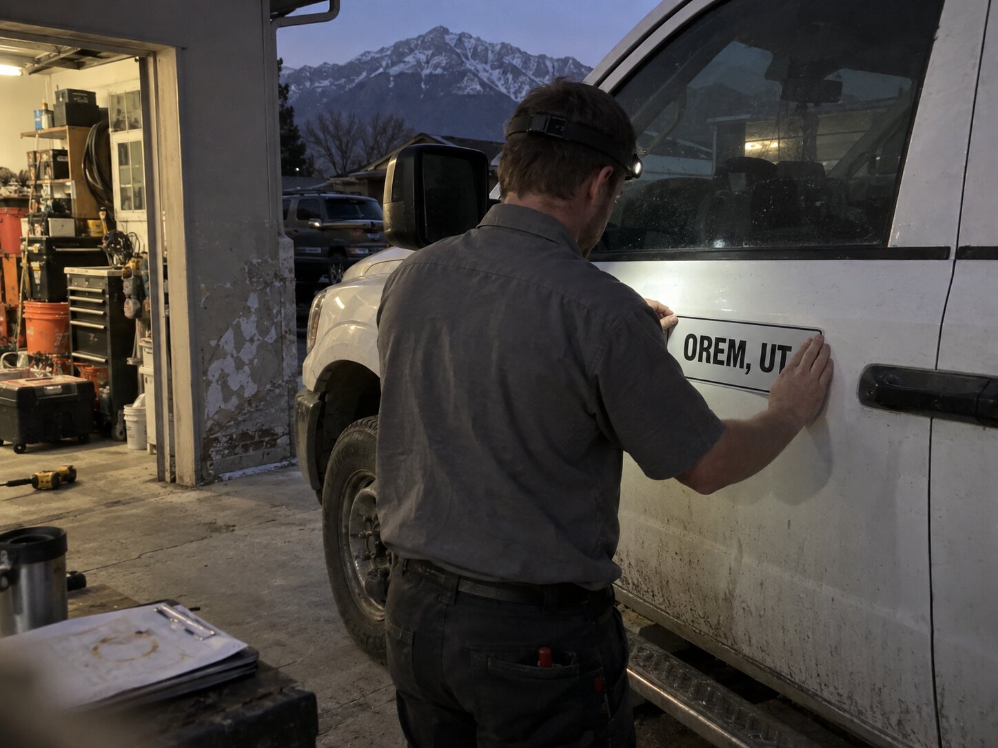 Applying a city name magnet before a service area job in Orem Ut by Vault Mold Removal