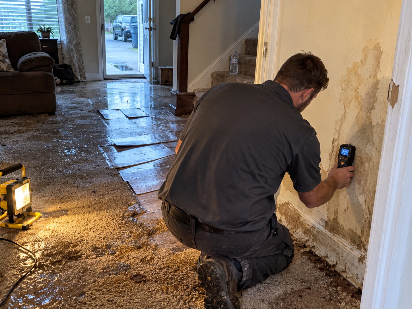Moisture reading on damaged drywall in Types Of Damage by Vault Mold Removal