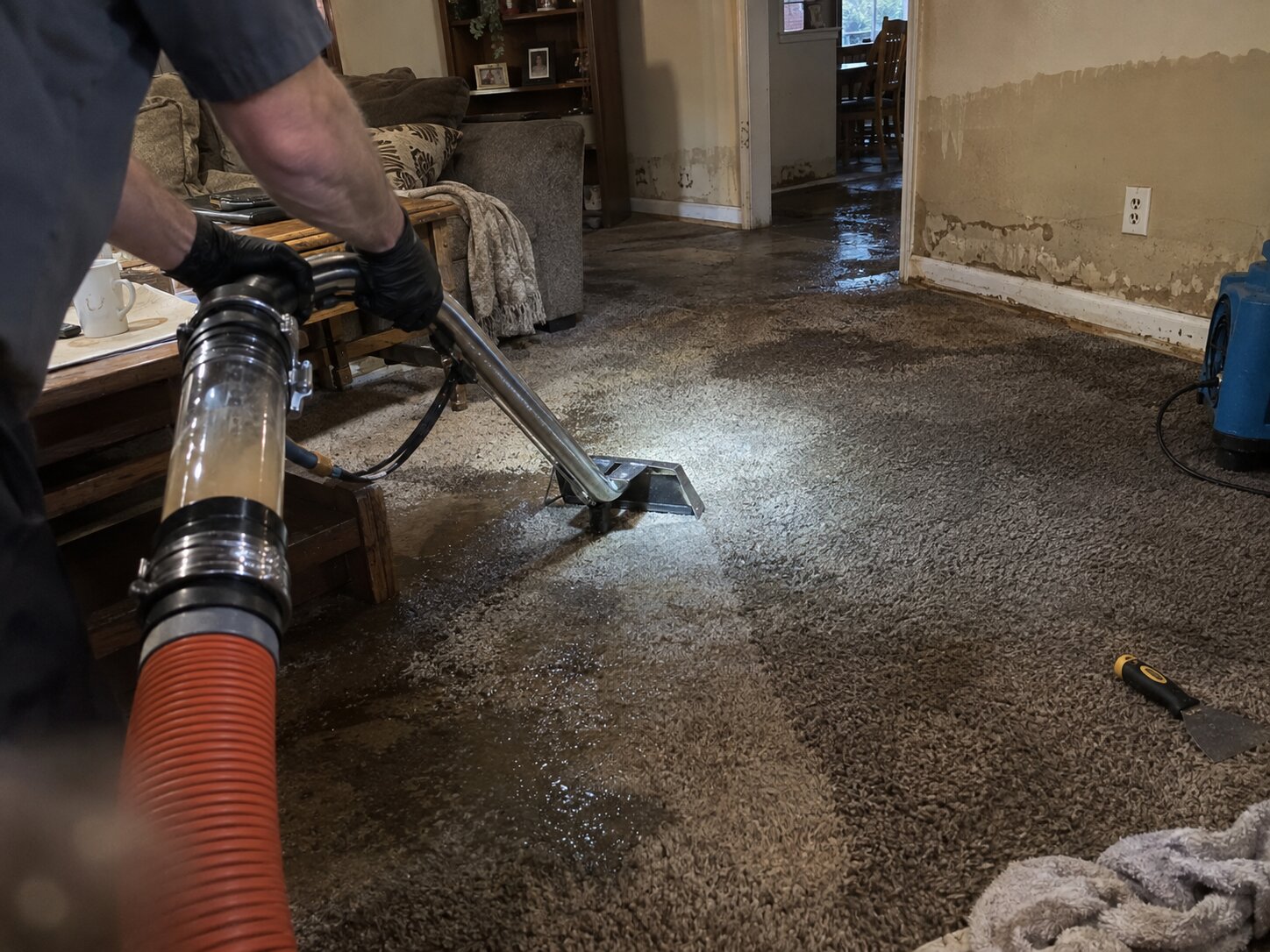 Water extraction from flooded carpet in Types Of Damage by Vault Mold Removal