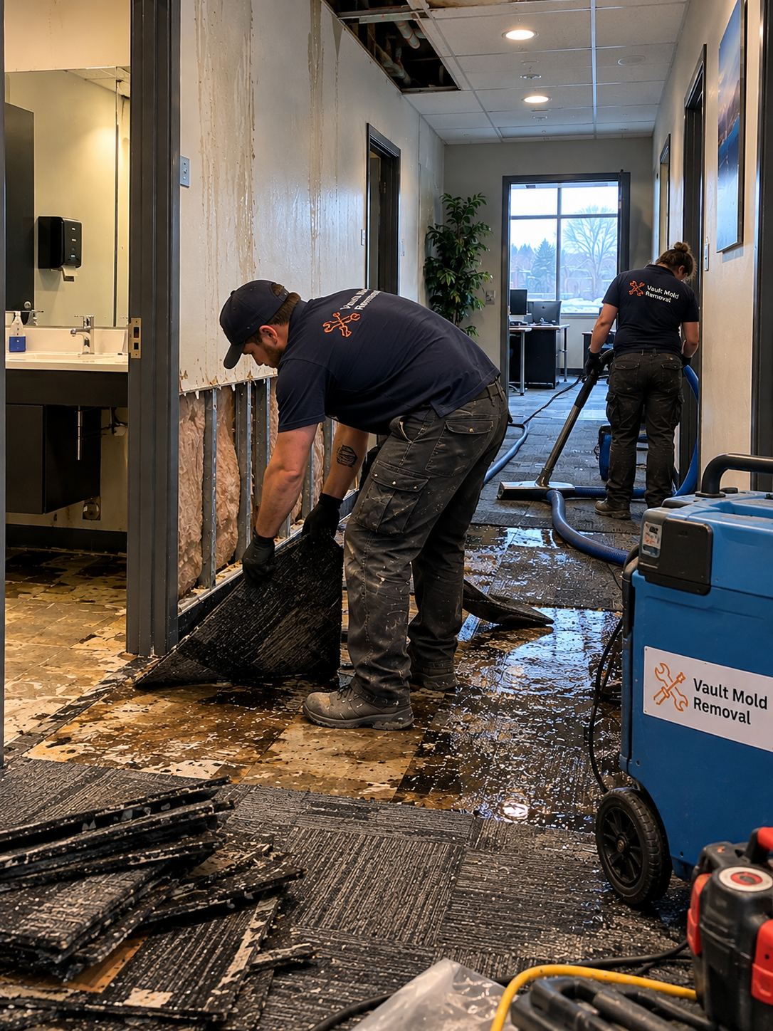 Vault crew at work on an East Bay, Provo water damage restoration job