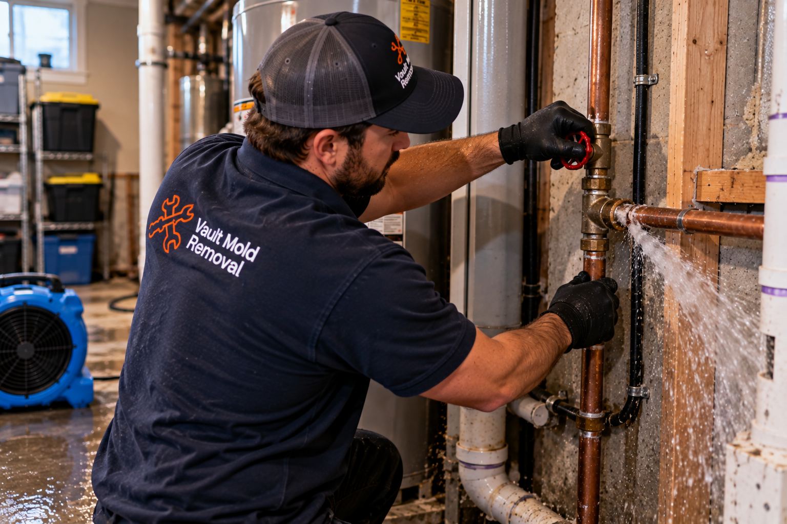 Shutting off the water after a burst pipe — emergency water damage restoration in Lindon, UT