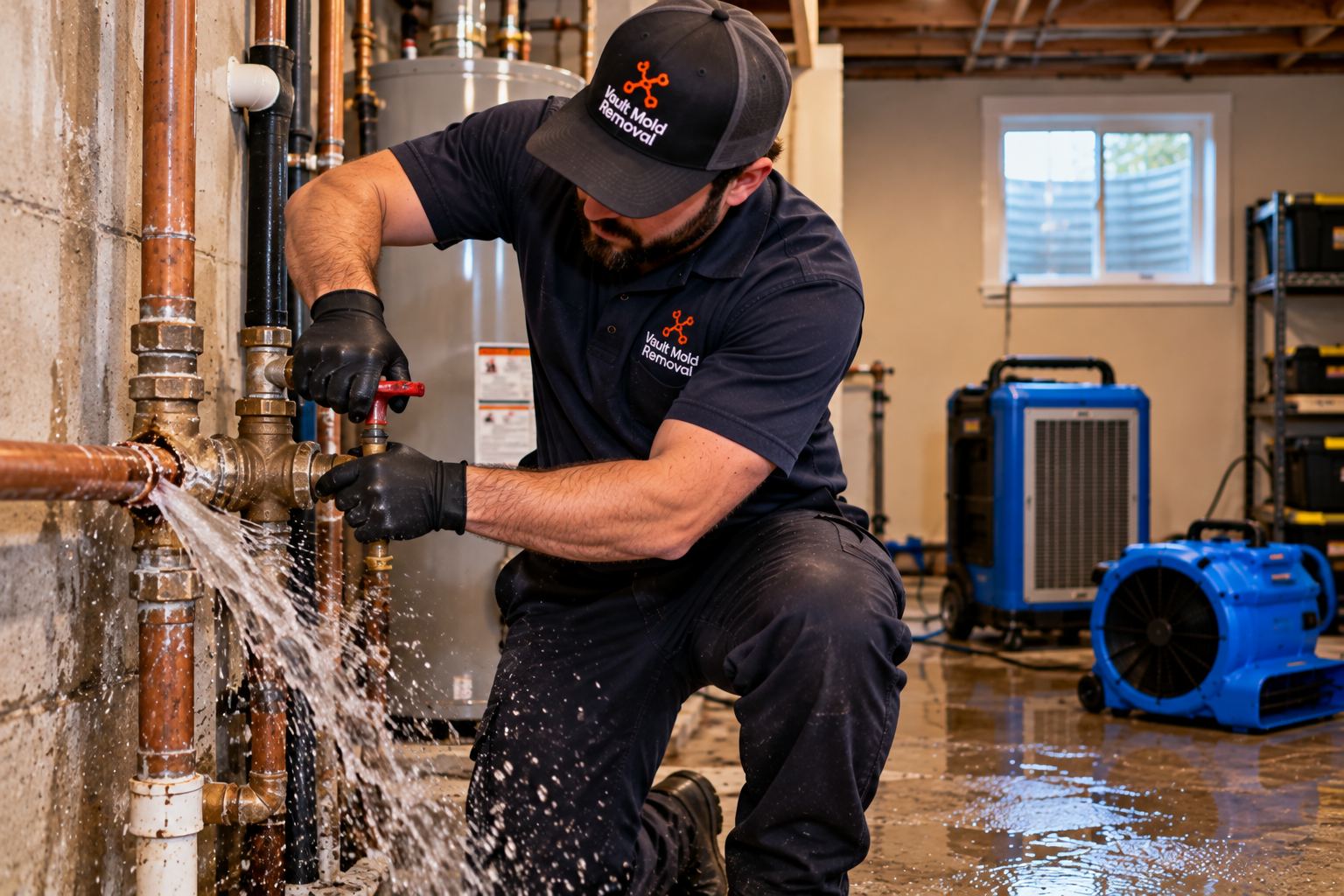 Shutting off the water after a burst pipe — emergency water damage restoration in Springville, UT