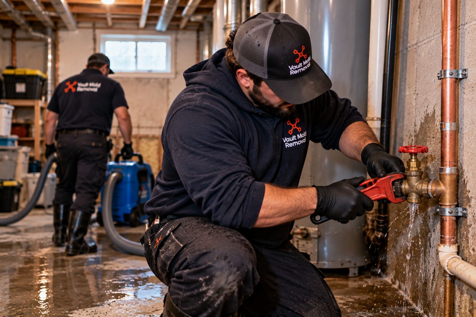 Shutting off the water after a burst pipe — emergency water damage restoration in Vineyard, UT