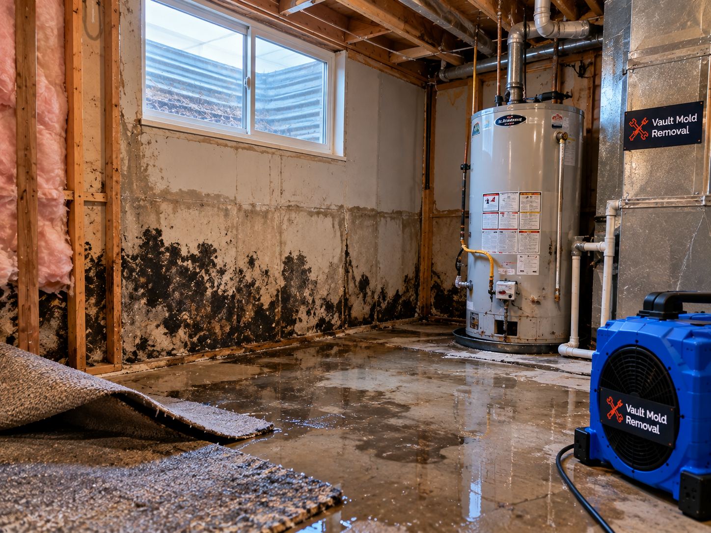 Water damage in North Park, Provo — frozen hose bib ruptured during January cold snap, water into basement at 500 N / 500 W