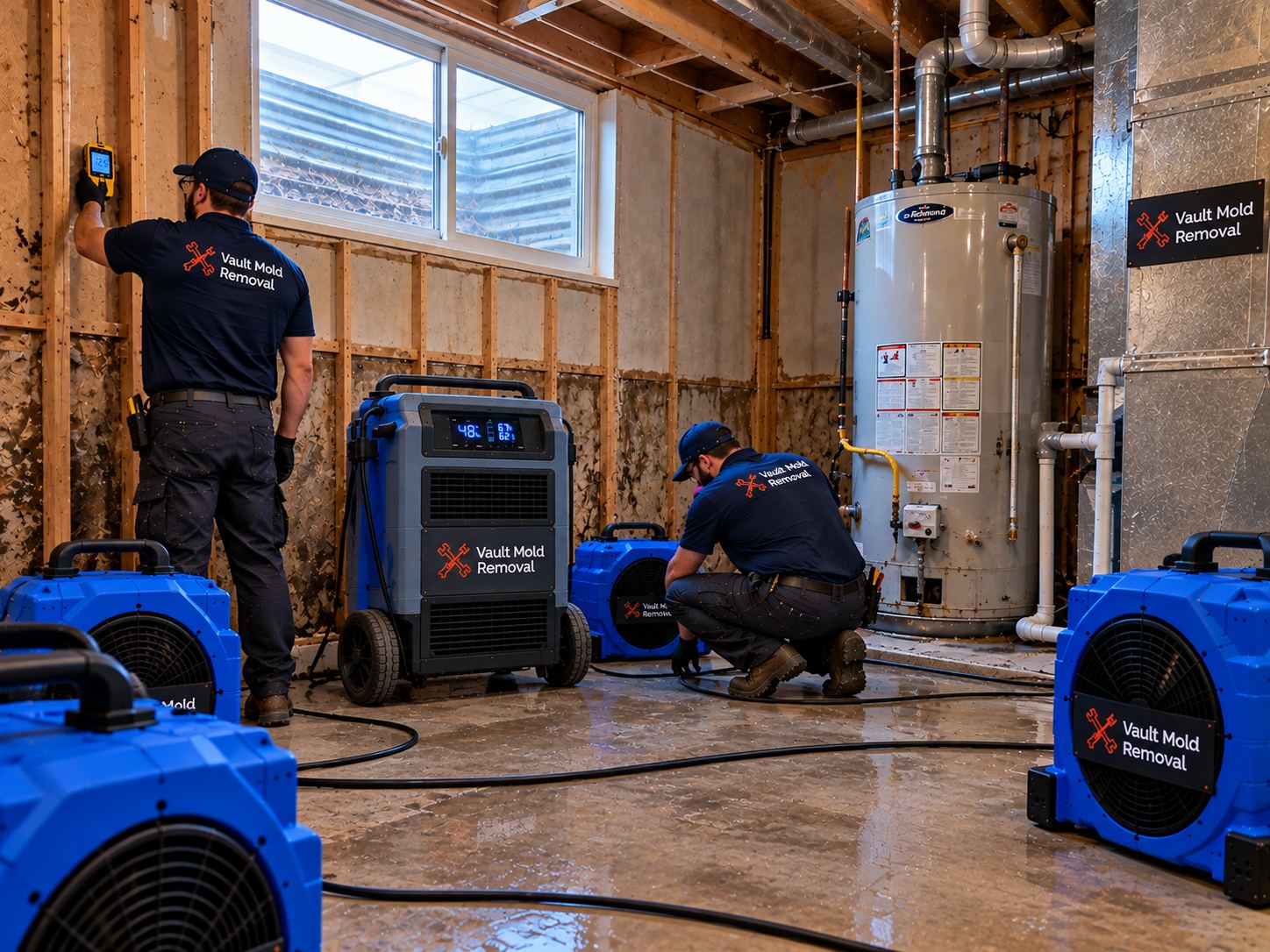 Air movers and LGR dehumidifier drying out a North Park, Provo home after a hose bib freeze burst