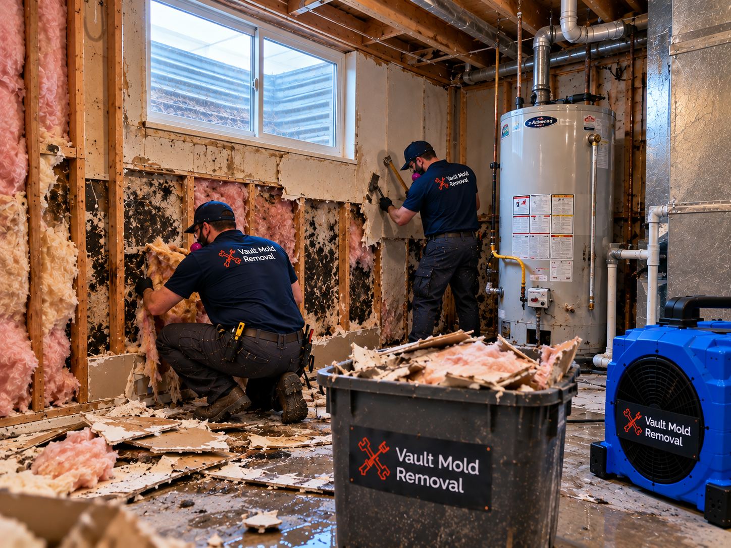 Vault W-2 crew at work on a North Park, Provo frozen hose bib rupture water damage job